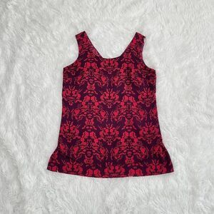 Women Cabi Red Floral Sleeveless V-Neck Top Extra Small